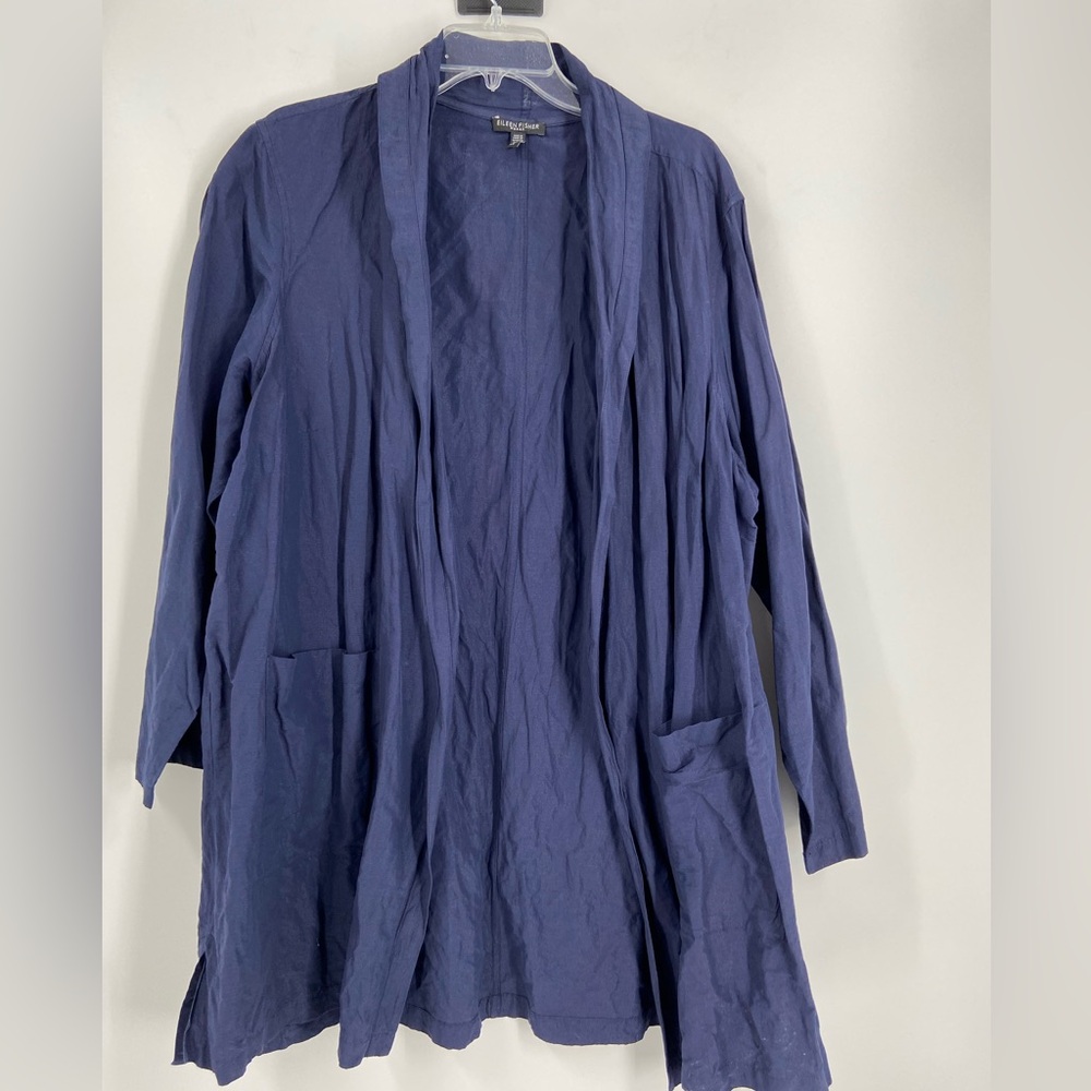 Eileen Fisher Open Jacket,‎ Blue Sparkle, Long fit, Size 2X